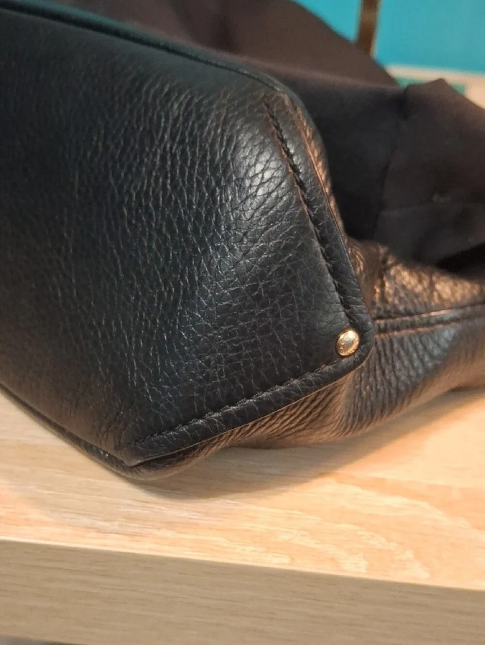 Coach Abby Duffle Black Pebbled Leather Shoulder Hobo with Gold Hardware